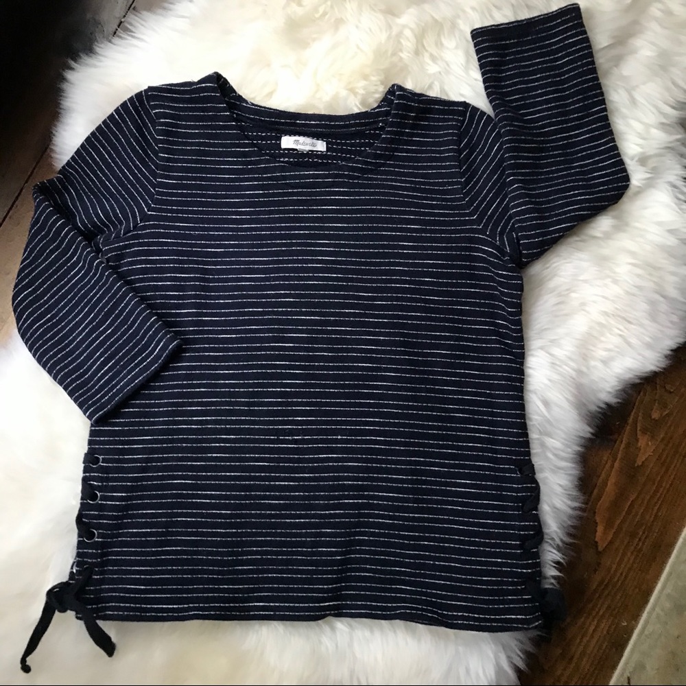 Madewell 100% Cotton Navy and White Striped Top
